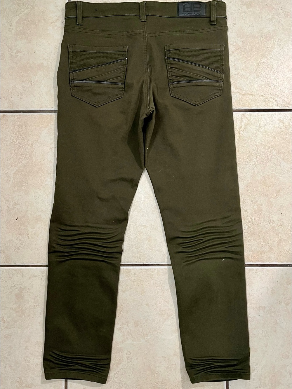Benjamin Black Olive Green Slim Stretch Pants - Picture 2 of 3